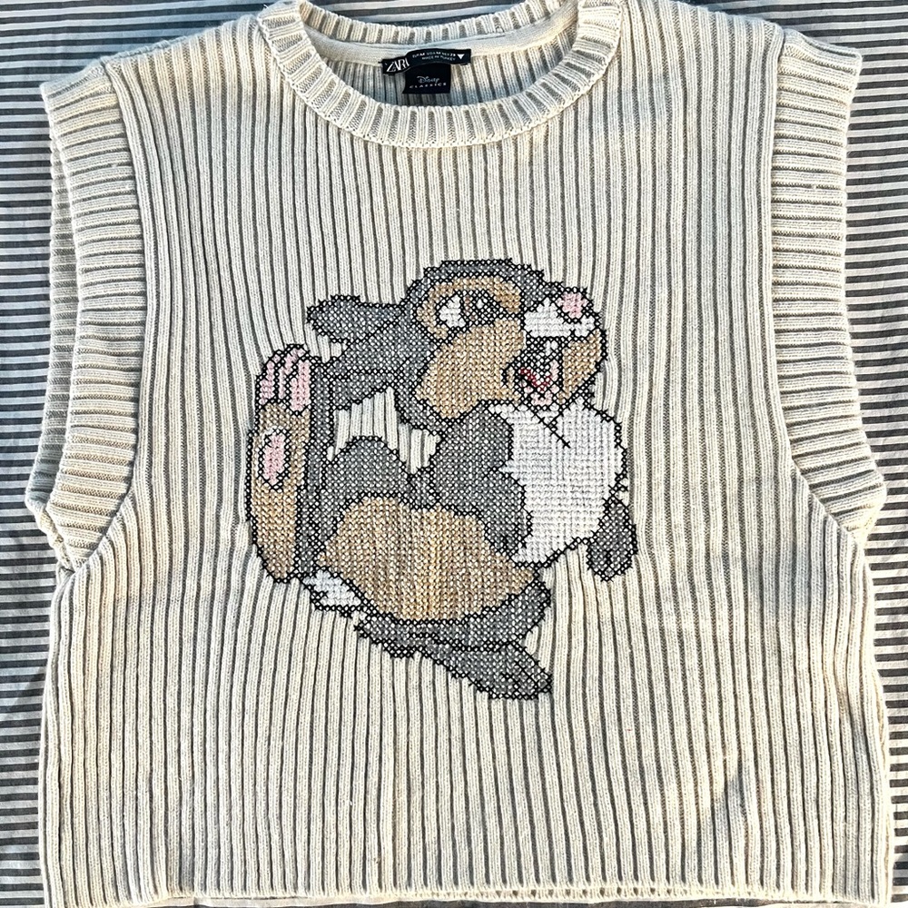 Zara Disney Beige Thumper Sweater Vest - Embroidered